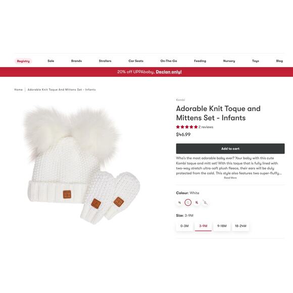 Kombi cable knit beanie child infant toddler hat white snow winter cap fur Toque - Picture 3 of 9